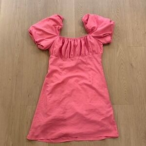 GB Mini Dress Puff Sleeve Pink with Bow detail in the back Size M